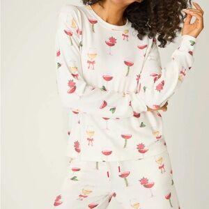 PJ Salvage White and Red Cocktail Print Pajama Set
